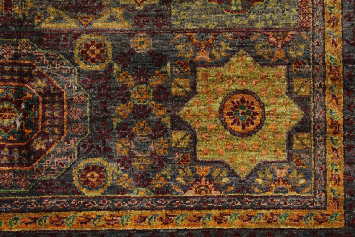 5x7 Multicolor and Gray Turkish Tribal Rug
