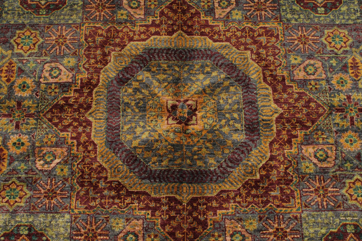 5x7 Multicolor and Gray Turkish Tribal Rug