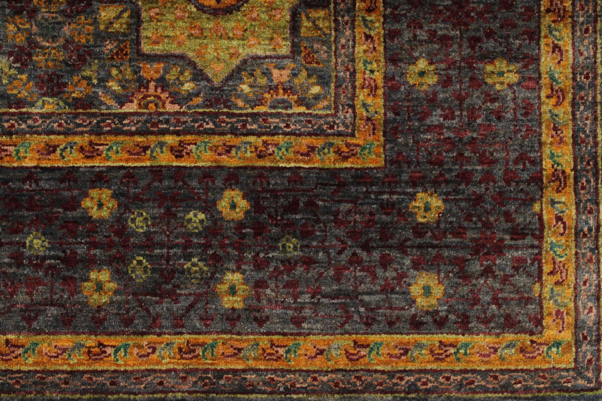 5x7 Multicolor and Gray Turkish Tribal Rug