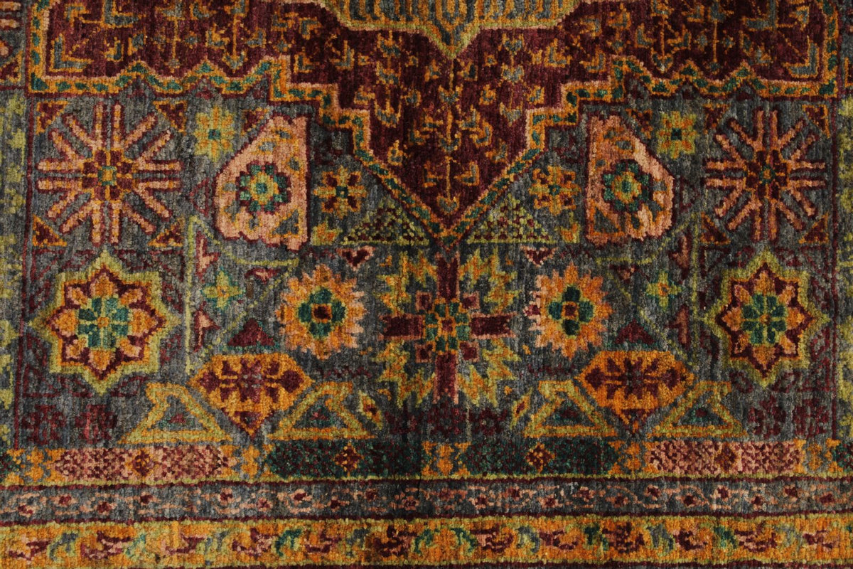 5x7 Multicolor and Gray Turkish Tribal Rug
