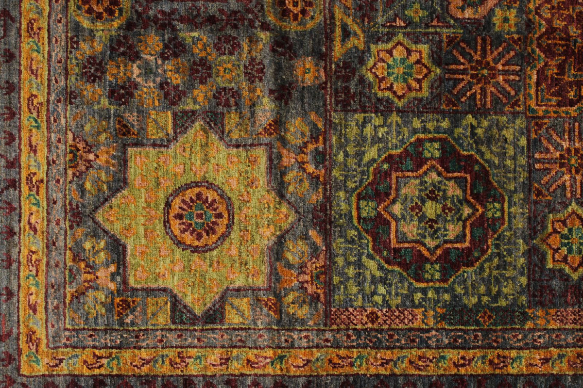 5x7 Multicolor and Gray Turkish Tribal Rug
