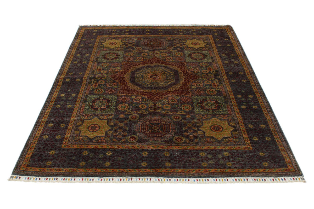 5x7 Multicolor and Gray Turkish Tribal Rug