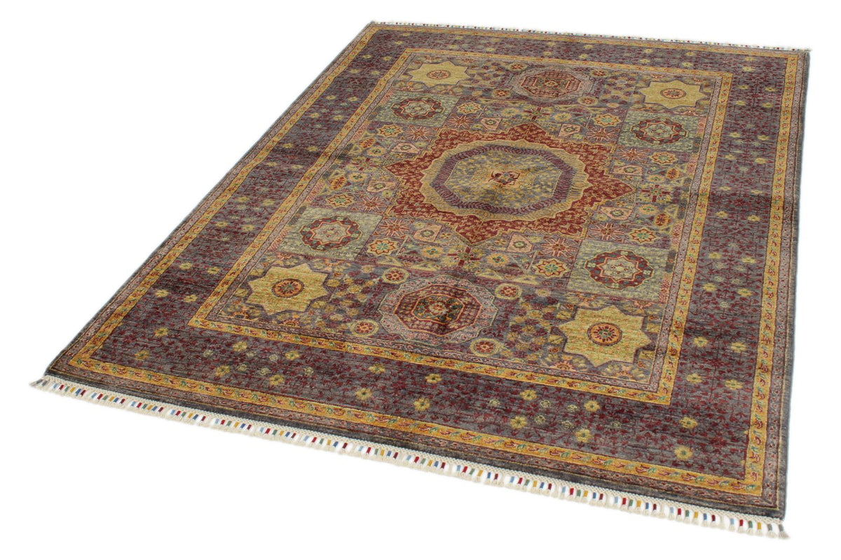 5x7 Multicolor and Gray Turkish Tribal Rug