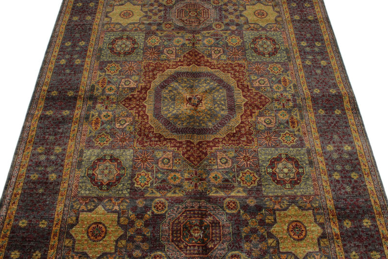 5x7 Multicolor and Gray Turkish Tribal Rug