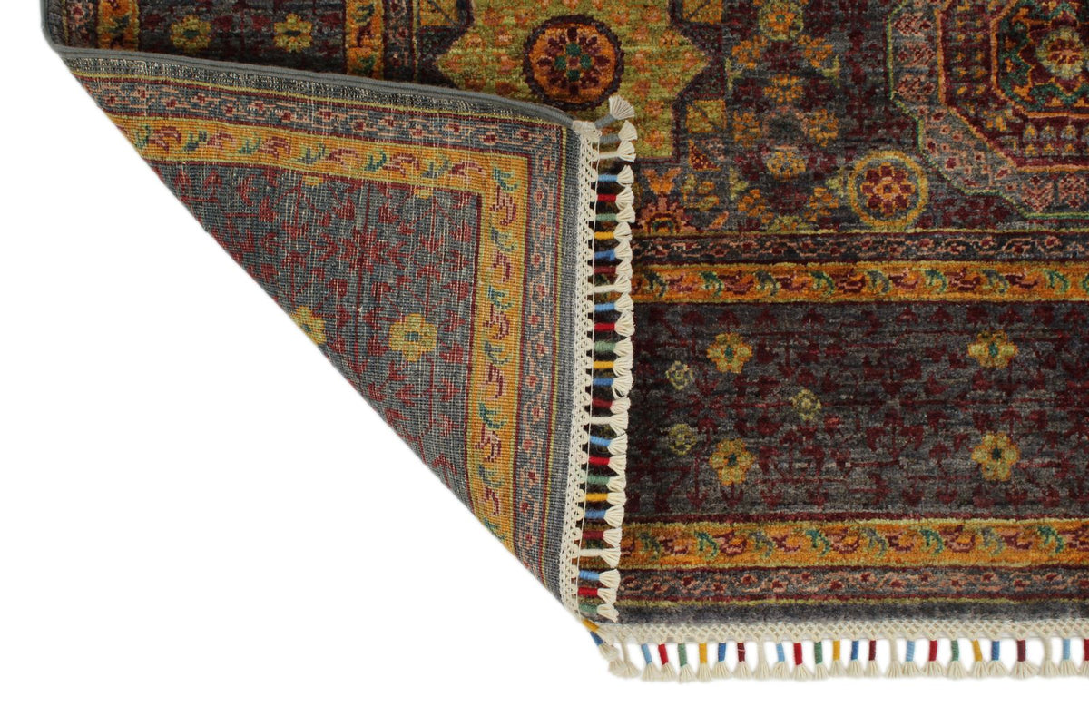 5x7 Multicolor and Gray Turkish Tribal Rug