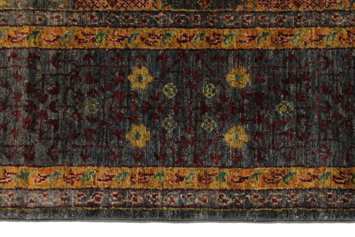 5x7 Multicolor and Gray Turkish Tribal Rug