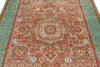 6x8 Rust and Green Turkish Tribal Rug