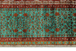 6x8 Rust and Green Turkish Tribal Rug