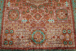 6x8 Rust and Green Turkish Tribal Rug