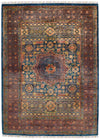 6x8 Navy and Rust Turkish Tribal Rug