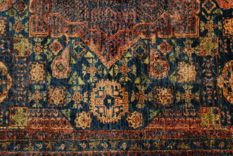 6x8 Navy and Rust Turkish Tribal Rug