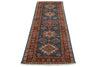 2x7 Light Blue and Red Kazak Tribal Runner
