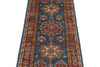 2x7 Light Blue and Red Kazak Tribal Runner