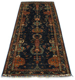 3x8 Navy and Multicolor Turkish Tribal Runner