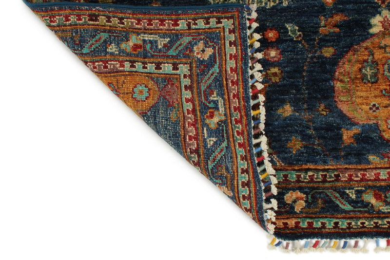3x8 Navy and Multicolor Turkish Tribal Runner