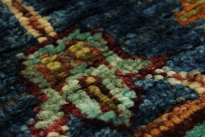 3x8 Navy and Multicolor Turkish Tribal Runner