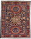 9x12 Navy and Red Turkish Tribal Rug