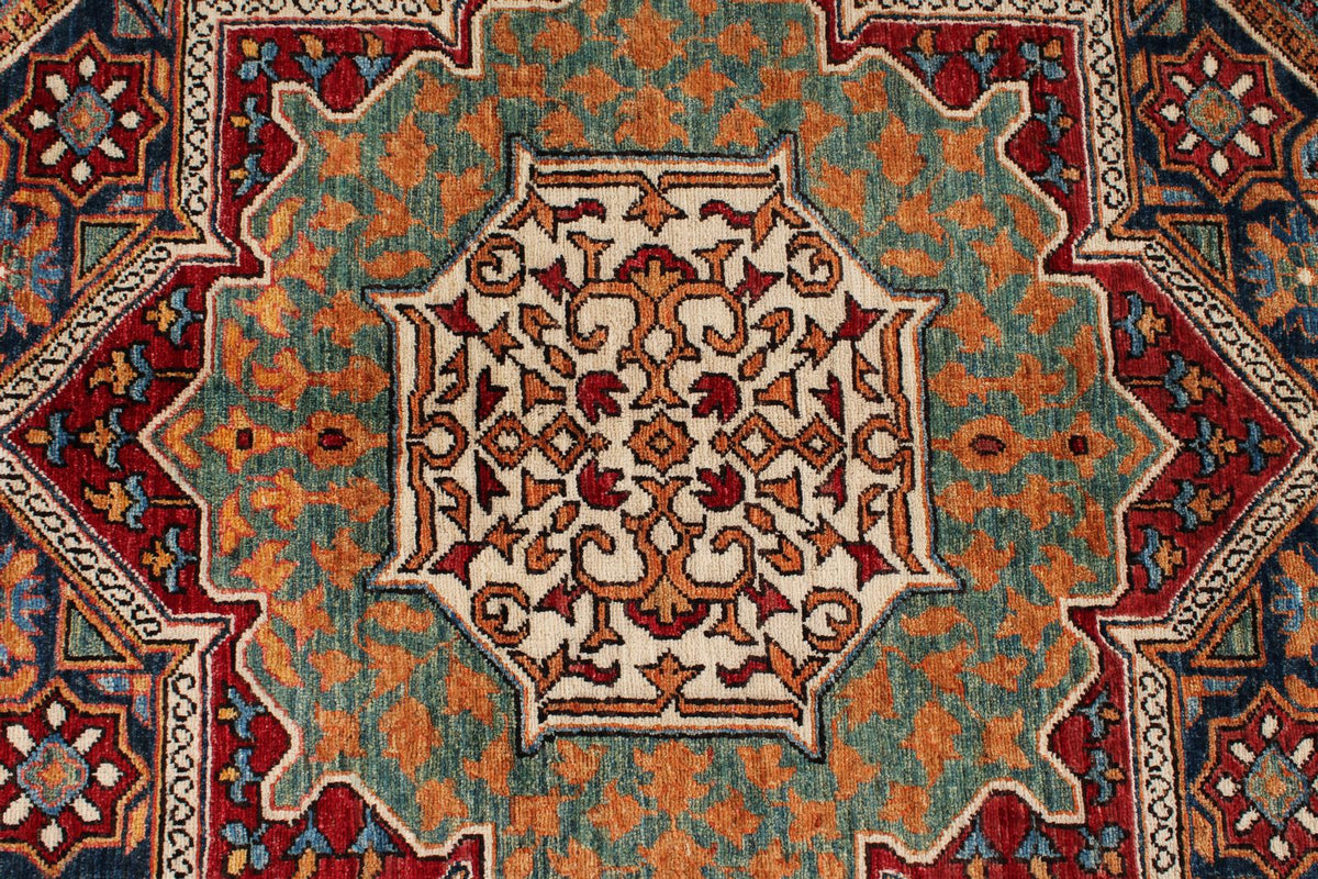 9x12 Navy and Red Turkish Tribal Rug