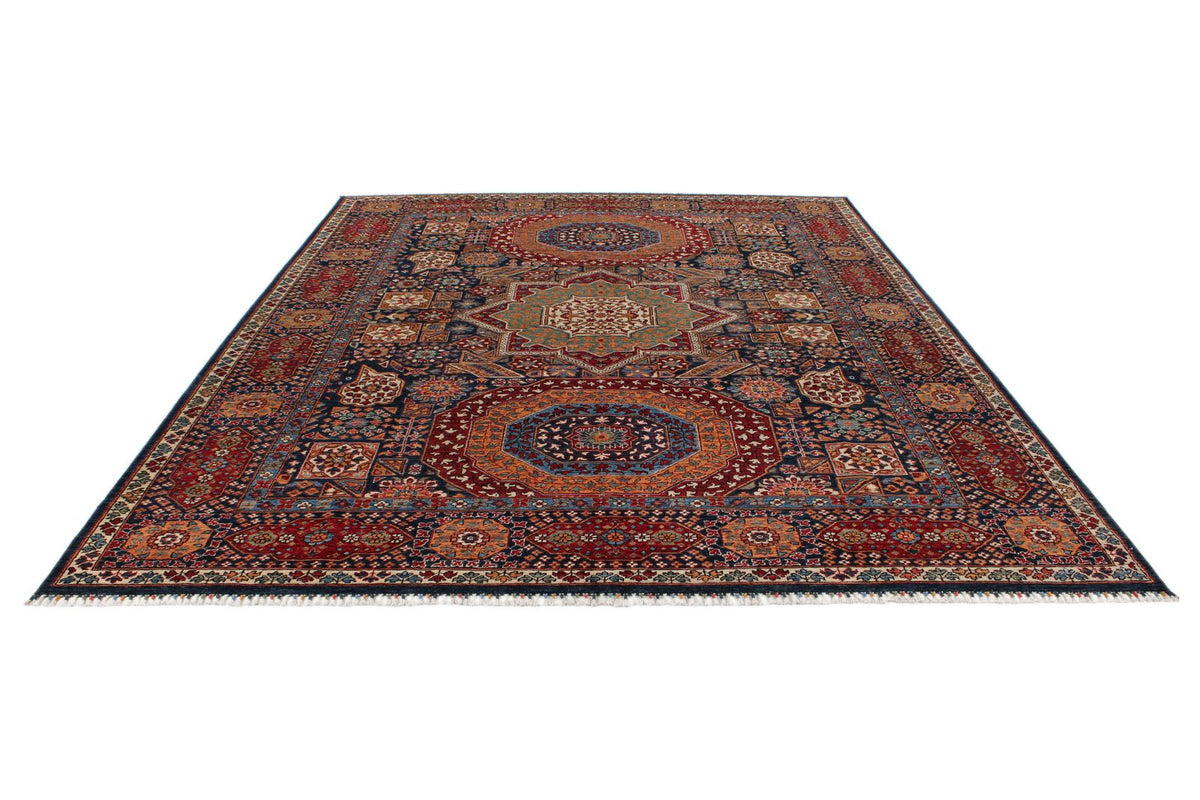 9x12 Navy and Red Turkish Tribal Rug