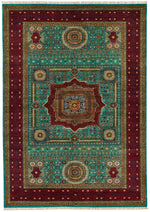 8x11 Turquoıse and Red Turkish Tribal Rug