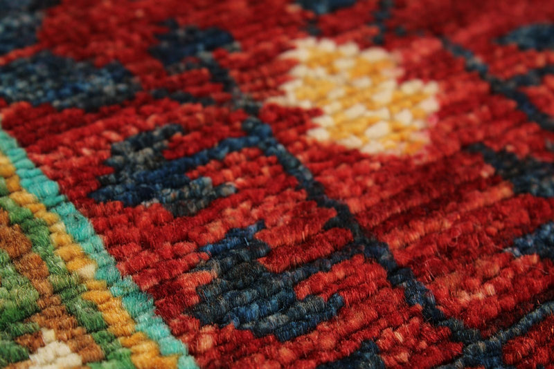 8x11 Turquoıse and Red Turkish Tribal Rug