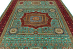 8x11 Turquoıse and Red Turkish Tribal Rug