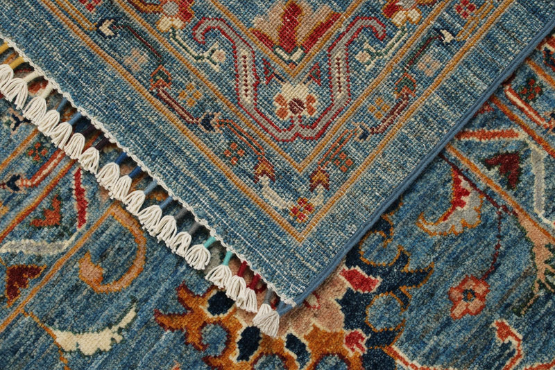 12x15 Light Blue and Multicolor Turkish Tribal Rug