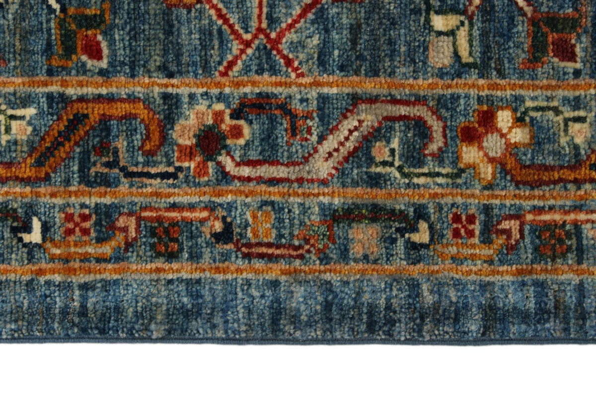 12x15 Light Blue and Multicolor Turkish Tribal Rug
