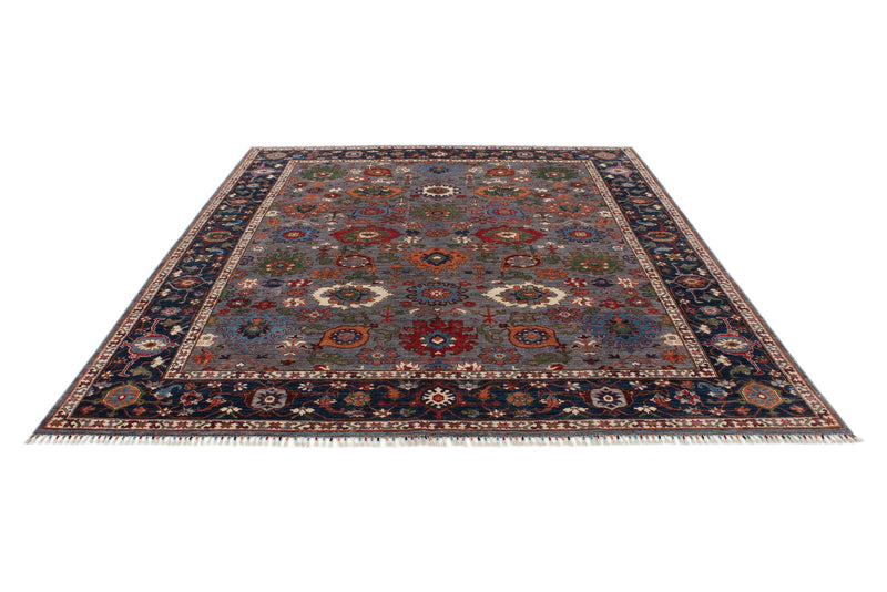 8x10 Gray and Navy Anatolian Traditional Rug