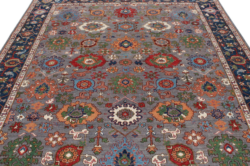 8x10 Gray and Navy Anatolian Traditional Rug