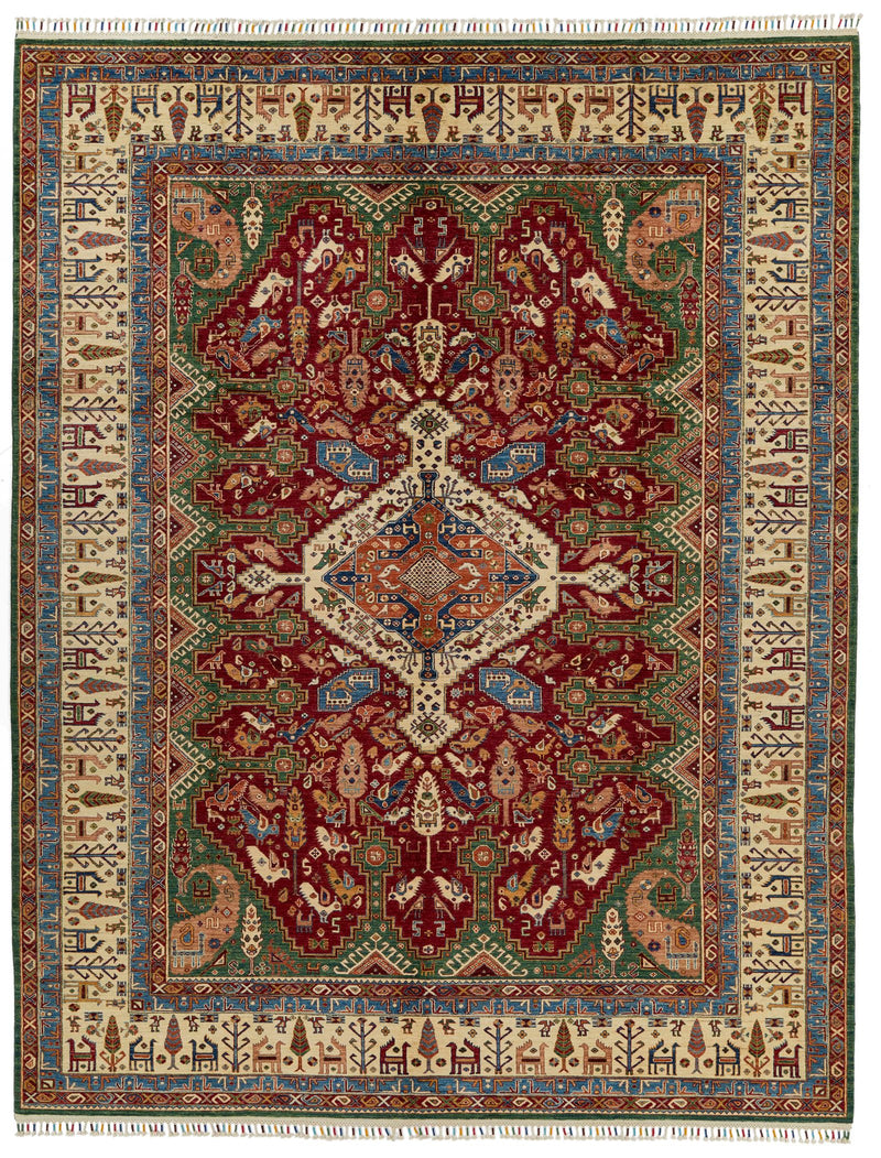 10x13 Red and Ivory Anatolian Persian Rug