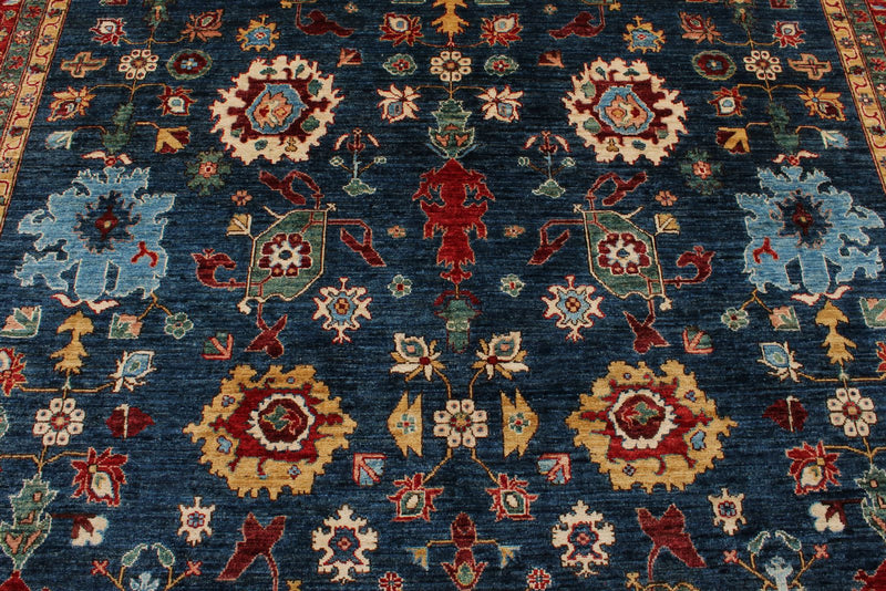 9x12 Navy and Red Anatolian Traditional Rug