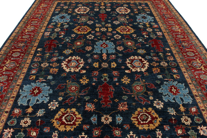 9x12 Navy and Red Anatolian Traditional Rug