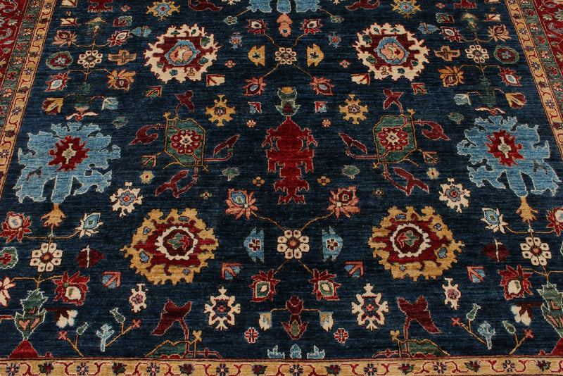 9x12 Navy and Red Anatolian Traditional Rug