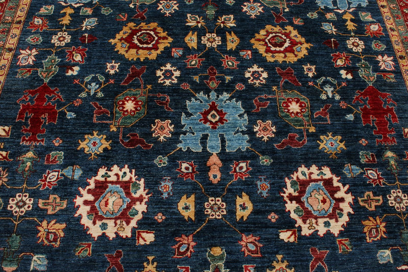 9x12 Navy and Red Anatolian Traditional Rug