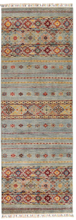 3x8 Gray and Multicolor Tribal Runner