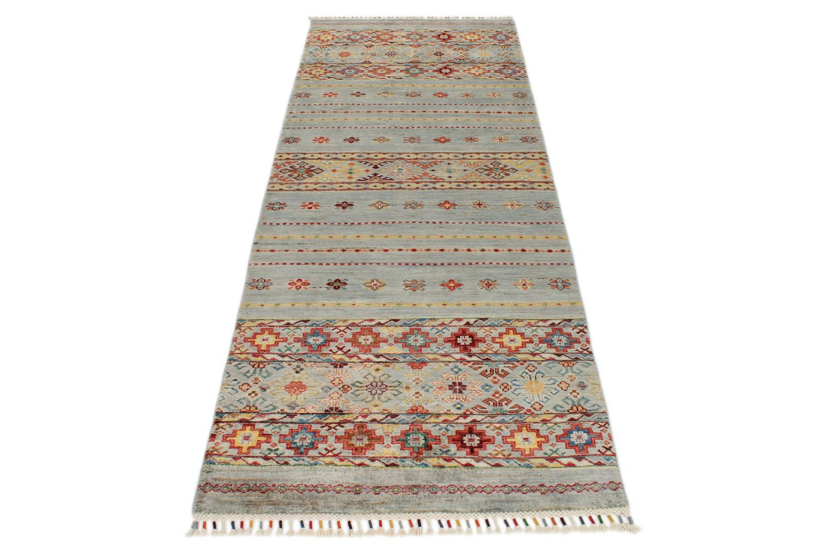 3x8 Gray and Multicolor Tribal Runner