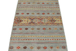 3x8 Gray and Multicolor Tribal Runner