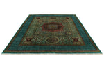 8x10 Green and Turquoıse Turkish Tribal Rug