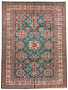 9x12 Green and Ivory Kazak Tribal Rug