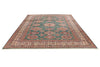 9x12 Green and Ivory Kazak Tribal Rug