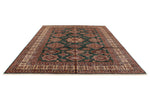 9x12 Green and Ivory Kazak Tribal Rug