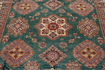 9x12 Green and Ivory Kazak Tribal Rug