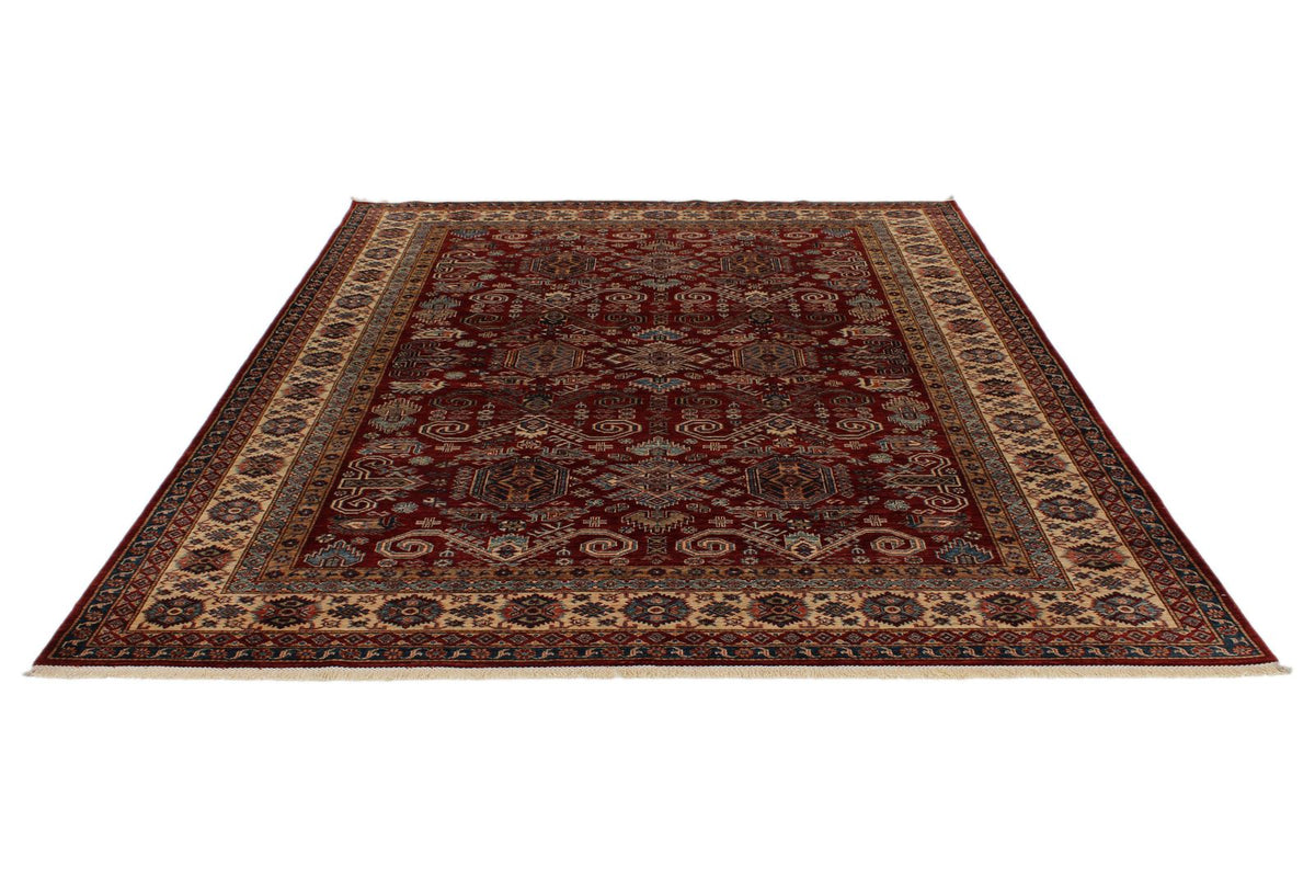 8x10 Red and Ivory Kazak Tribal Rug