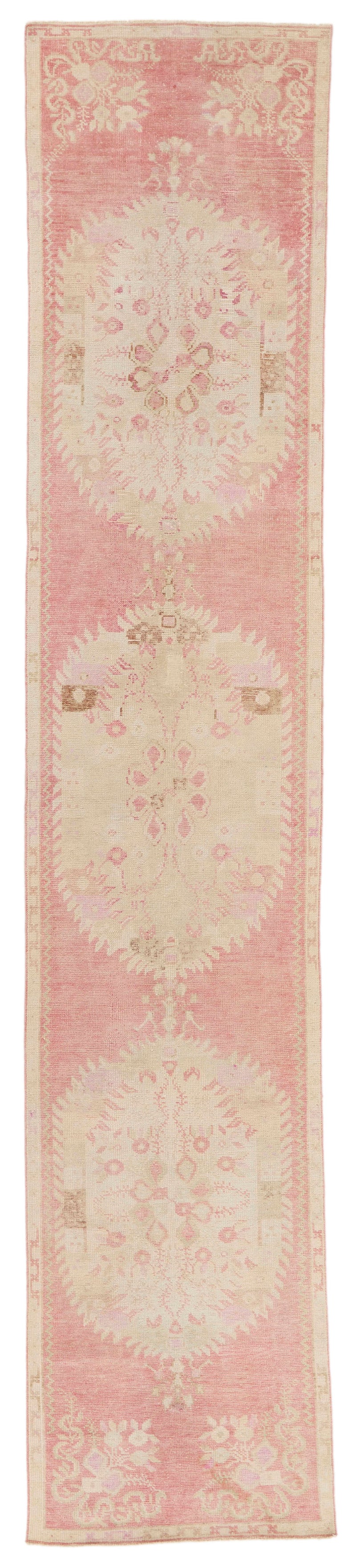 3x13 Pink and Beige Anatolian Turkish Tribal Runner