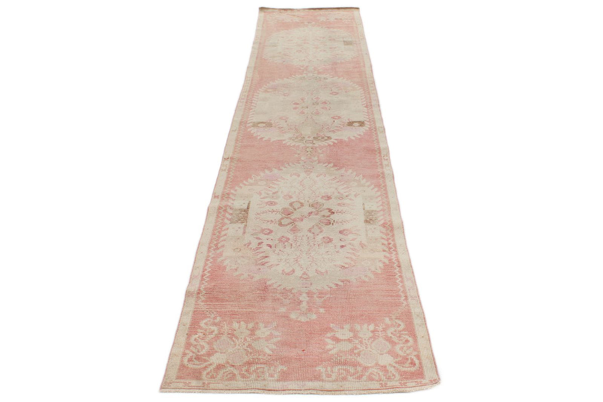 3x13 Pink and Beige Anatolian Turkish Tribal Runner
