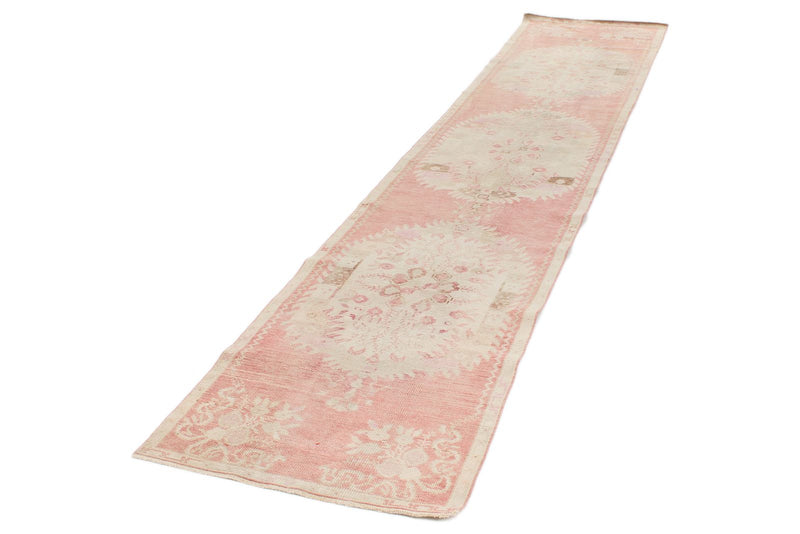3x13 Pink and Beige Anatolian Turkish Tribal Runner