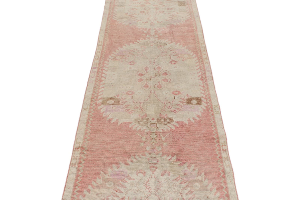 3x13 Pink and Beige Anatolian Turkish Tribal Runner