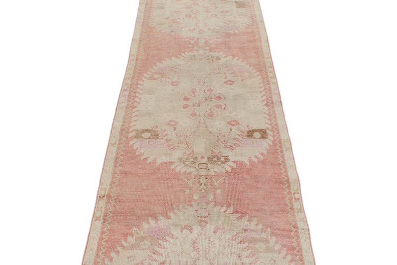 3x13 Pink and Beige Anatolian Turkish Tribal Runner