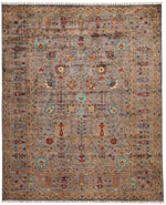 8x10 Light Brown and Multicolor Turkish Tribal Rug